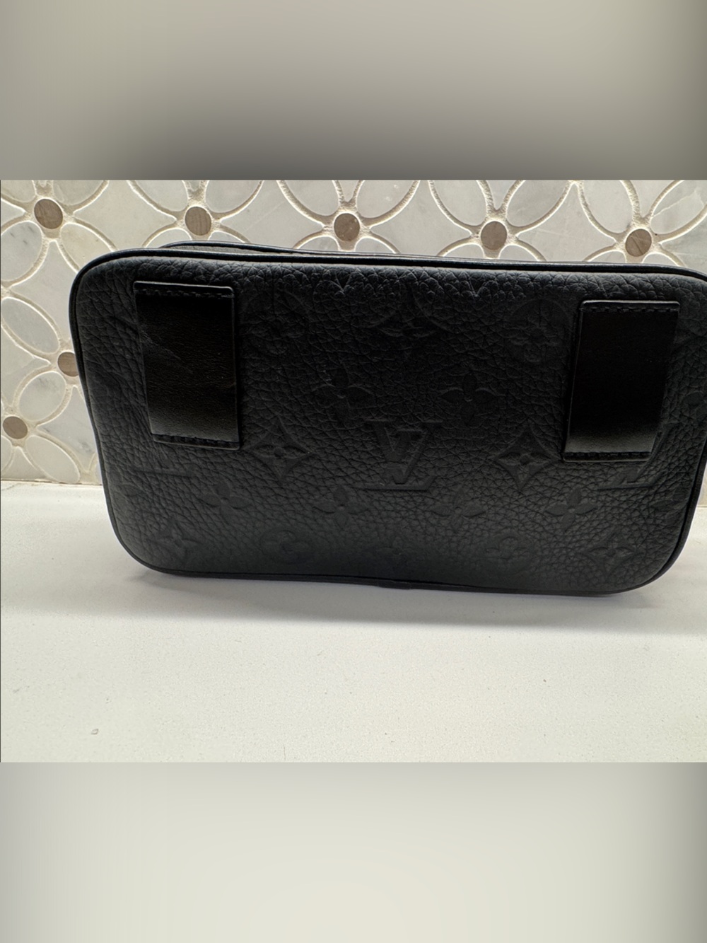 Louis Vuitton Uniform Black Embossed Leather Shoulder Bag with Orange Chain - Picture 2 of 4